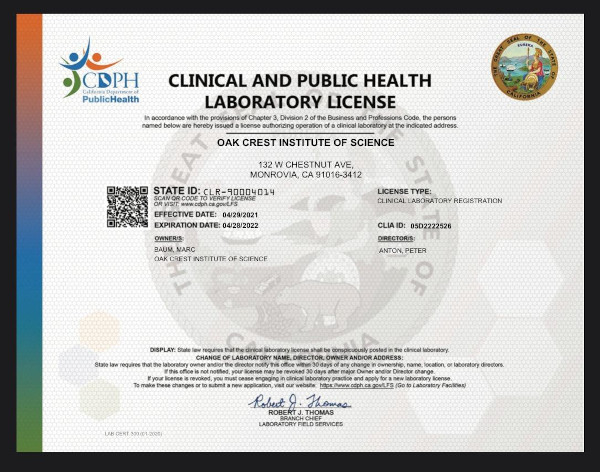 OCIS CDPH license
