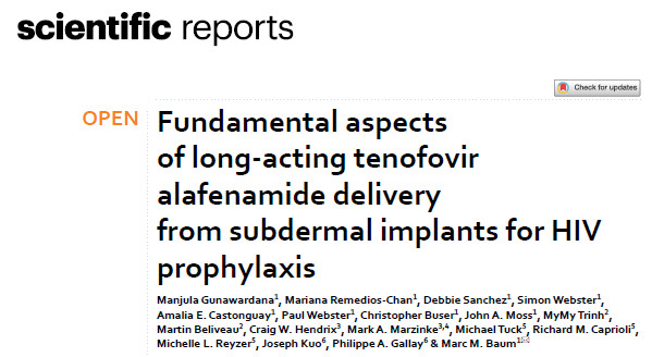 publication on HIV prevention using subdermal implants